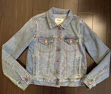 Old Navy Girl s Medium Wash Blue Jean Jacket Denim Button Up size Large L 10-12