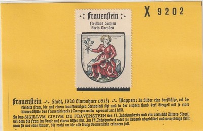 Reklamemarke Wappen von Frauenstein / Sachsen (K2238)