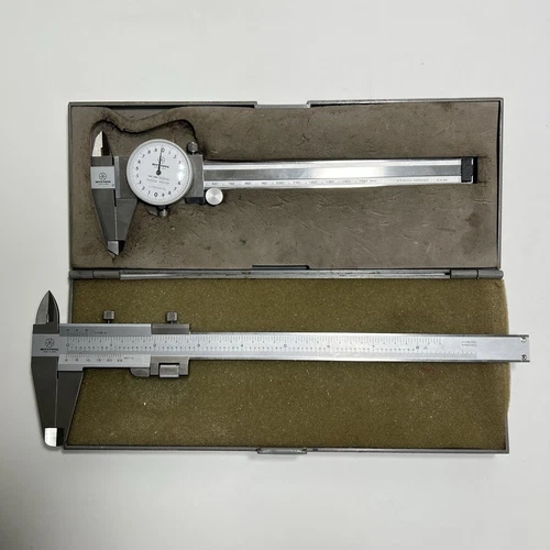 Set Of 2 Mitutoyo Dial Caliper 505-646-50 150mm 0.02mm & 8 Inch Caliper