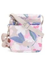 Bolso Bandolera Kipling Floral Pequeño Mono Llavero Rosa Azul Correa Ajustable