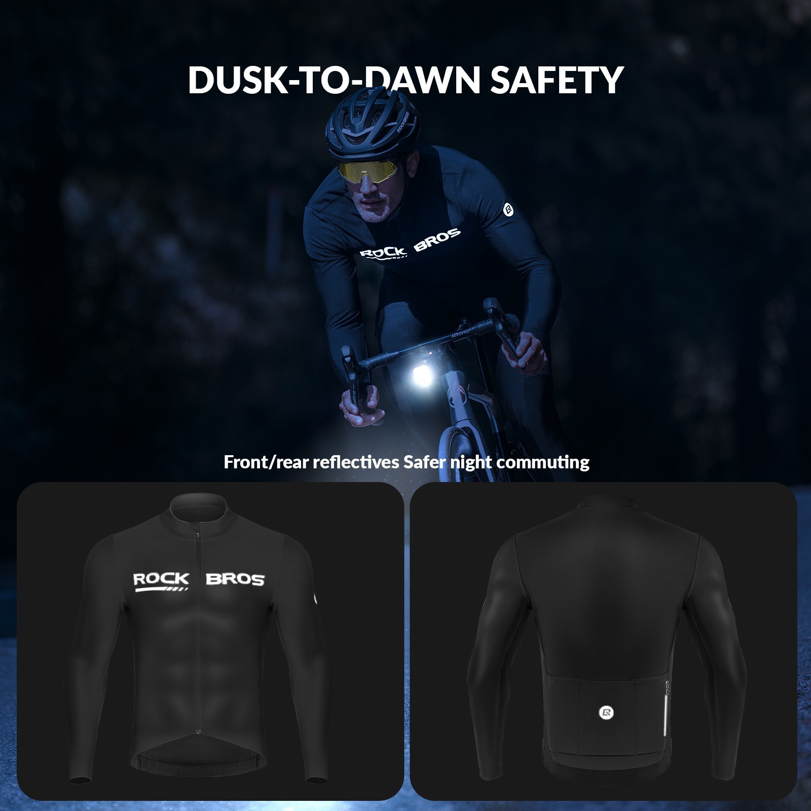 ROCKBROS Tuta Bici Giacca Invernale Giacche Pantaloni Sport Antivento Calda Uomo Asia foto 5