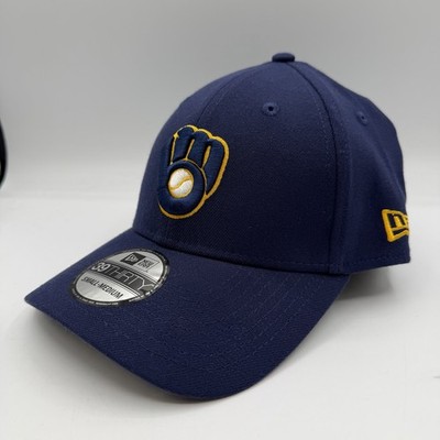 New Era 39Thirty Milwaukee Brewers Hat Cap Size S/M Stretch Fit Navy Blue MLB