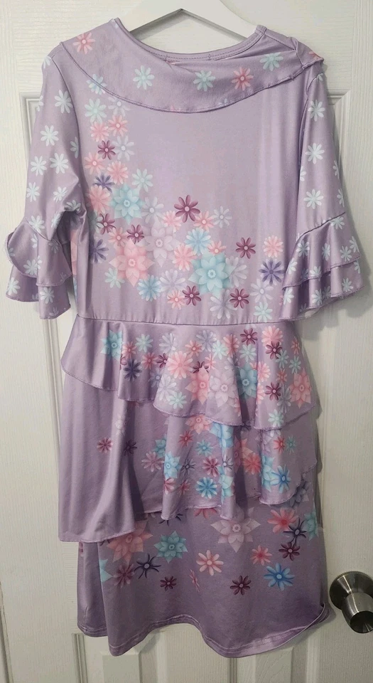 Vestido Encanto Isabela Niñas Talla 130 Mediano 7/8 Halloween Disfraz Flores Púrpura Foto 4 de 4