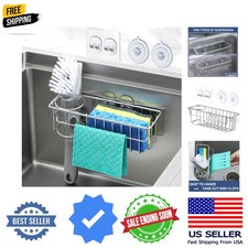 3-In-1 Sponge Holder for Kitchen Sink with Suction Cups Adhesive Hook , In-...