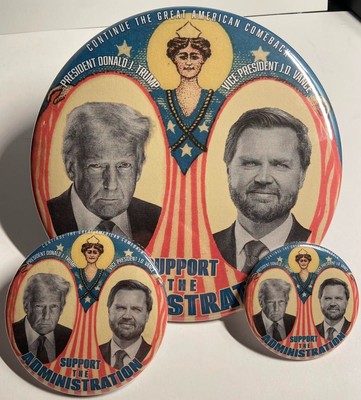 Donald Trump Pinback Buttons Set Vance Republican Tariffs Lady Liberty Taft Pin
