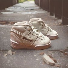 Reebok Classic Toddler High Top Sneakers White Leather Retro Size US 3