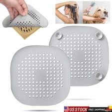 2/4x Hair Drain Catcher, Square Drain Cover for Shower Silicone with Suction Cup