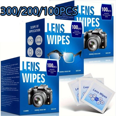 #ad 300 200PCS Lens Cleaning Wipes Individually Wrapped Eyeglass Lens Cleaning Wipes $5.99