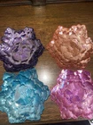 Set Of 4 Fenton? Rose Glass Bowls Opalescent Iridescent 8”