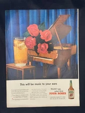 Magazine Ad* - 1950 - Four Roses Whiskey - Piano