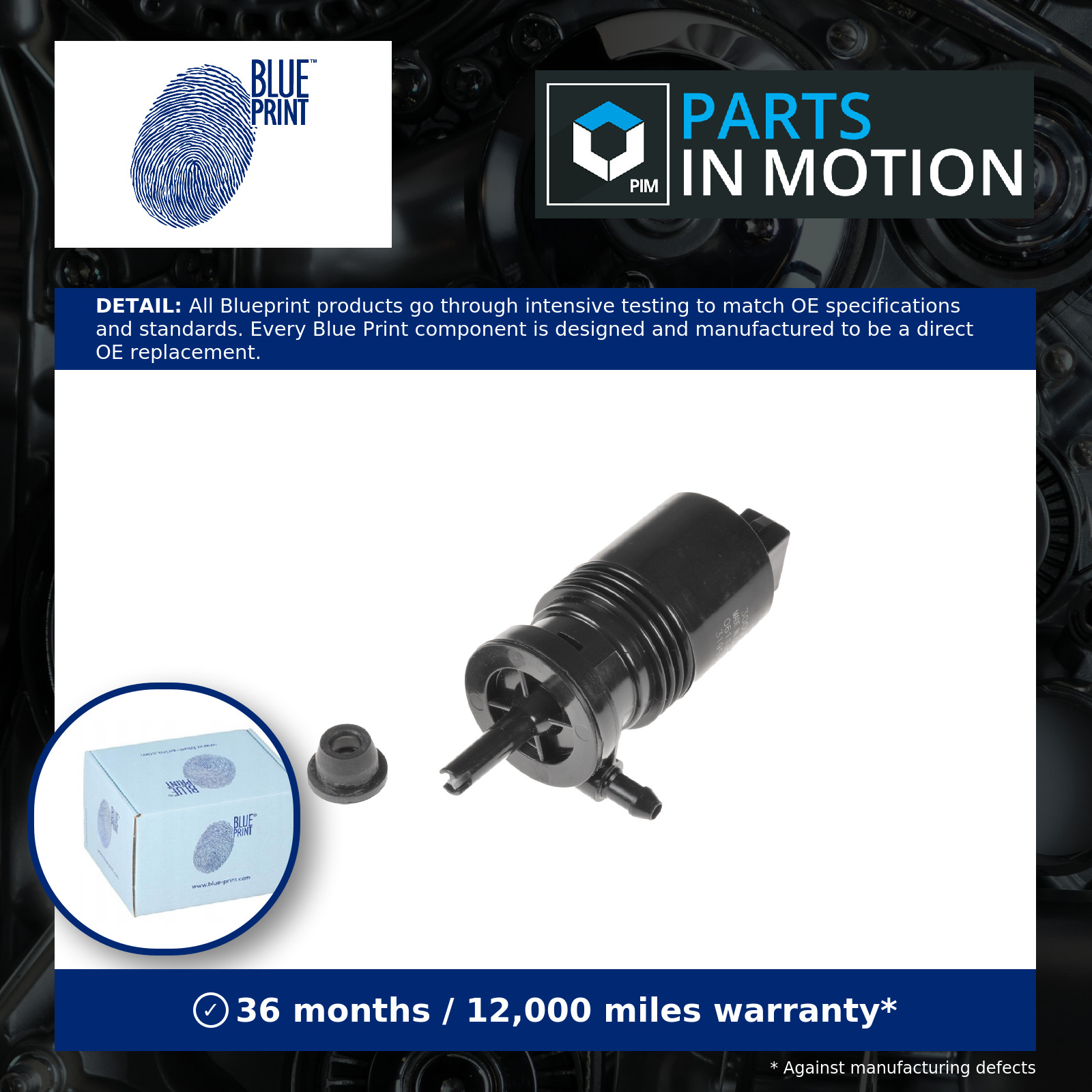 Washer Pump fits NISSAN PRIMERA P12, WP12 2.0 2002 on QR20DE Blue Print Quality