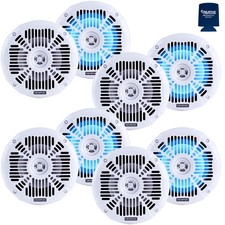Memphis Audio Marine Speakers: 4 pairs of MXA602SLW 6.5", White With Blue LED