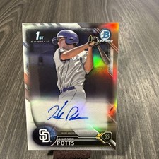 2016 Bowman Chrome Draft #CDA-HS Hudson Potts 1st Auto /499 San Diego Padres