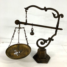 Antique Brass Balance Scale Marked MDXL Verdigris Patina 10lb Heavy