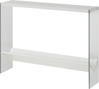 Modern 42'' Soho Glass Console Table with Storage Shelf - White Accent Table