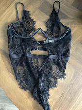 NEW Mapale by Espiral Lyrebird Eyelash Lace Underwire Bodysuit Teddy/Bodysuit XL