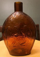 Vintage Amber Glass Bottle Clevelander Brothers Eagle Grapes
