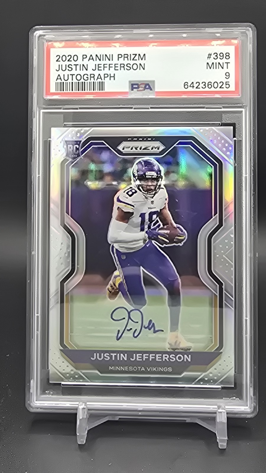 2020 Panini Prizm - Rookie Justin Jefferson #398 Silver Prizm Autographs Psa9