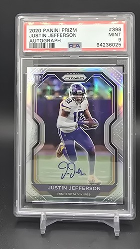 2020 Panini Prizm - Rookie Justin Jefferson #398 Silver Prizm Autographs Psa9