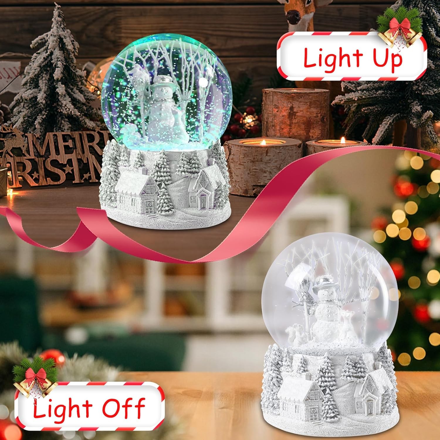 MUMTOP Christmas Snow Globes, Snow Globes Christmas with Music, Snowman Snow Glo