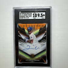 JOENDRY VARGAS 2023 BOWMAN INCEPTION ORANGE FOIL AUTO /25 SGC 9.5