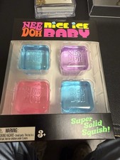 Nee Doh NeeDoh Nice Ice Baby 4 Pack Set of Four Mini Ice Cube Purple Pink Blue