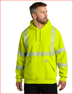 New CT104987 Carhartt  ANSI 107 Class 3 Hooded Sweatshirt 2XL Safety Yellow 