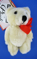 Jointed Plush Teddy Bear Christmas Tree Ornament Distinctions Red Bow Cream