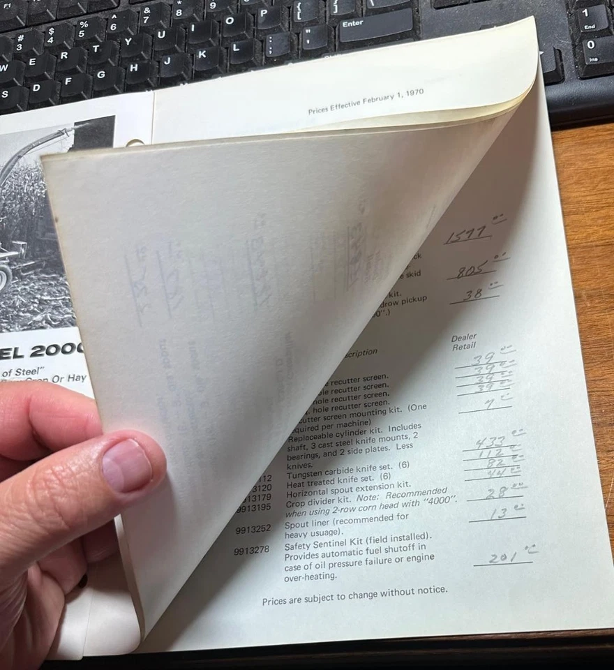 1970 HESSTON 4000 Harvester Dealer Shop Salesmen Brochure Specs and Prices - Image 4 of 4