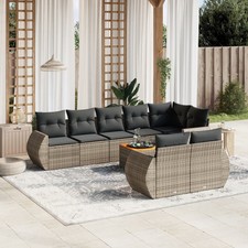 Garden Sofa Set Grey PE Rattan Modular Modular
