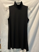 Lauren Ralph Lauren Sz Med Black Mock Neck Sleeveless Tunic Dress Minimalist
