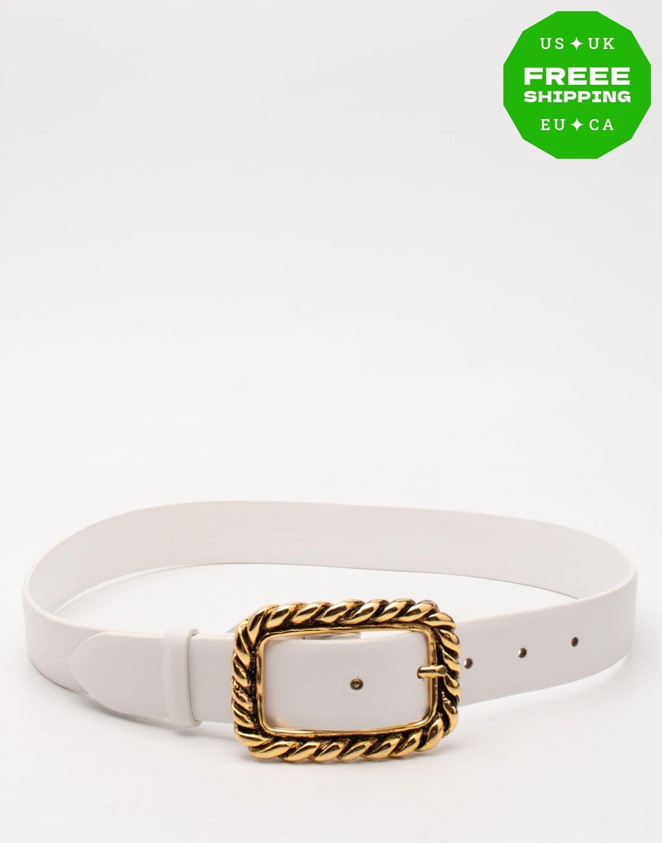 Alberta Ferretti made in Italy white genuine leather belt with gold studs vintag Belt with rhinestone bow | Alberta Ferretti main image 4