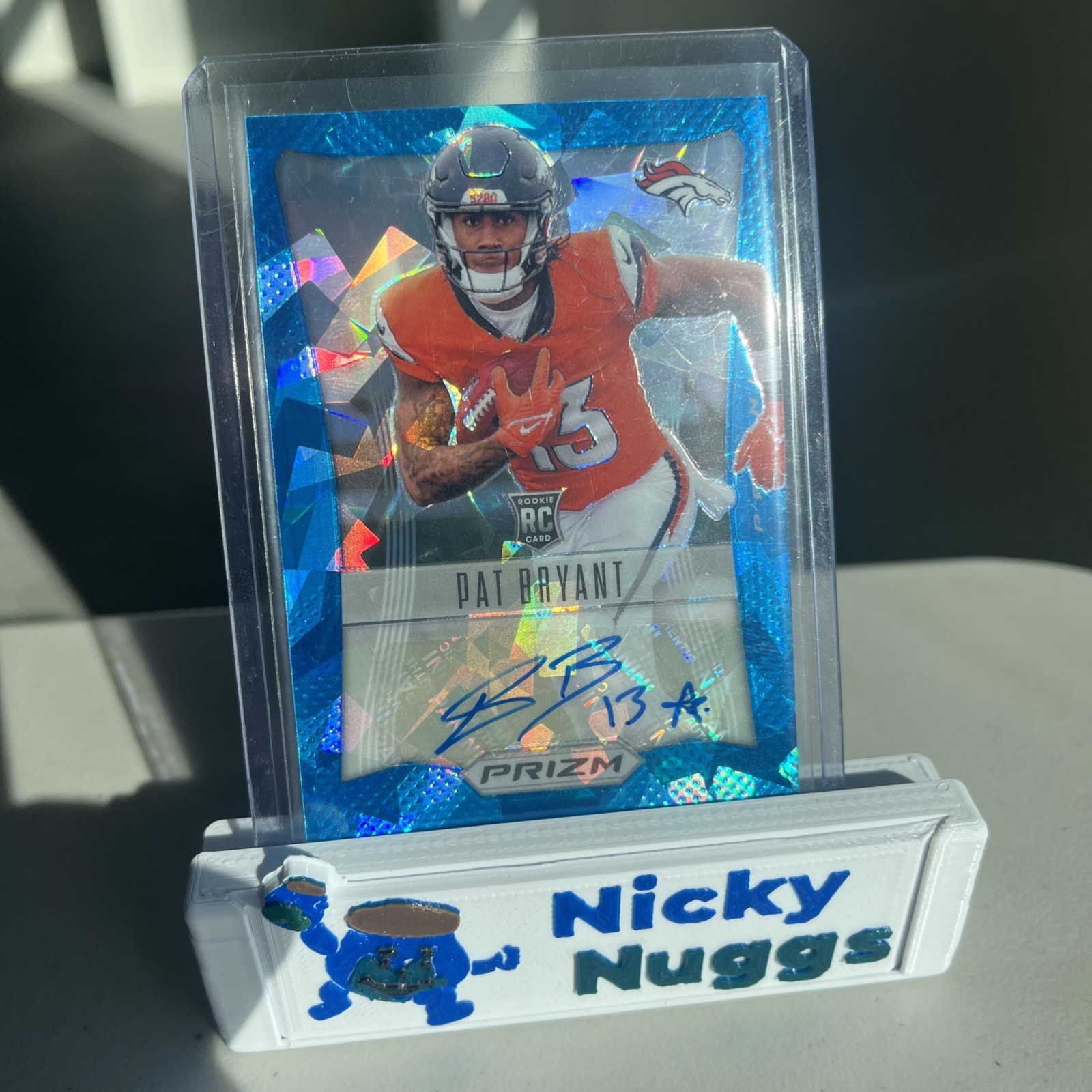 2025 Panini Prizm Pat Bryant Blue Ice Auto 52/99 Rookie Denver Broncos RC