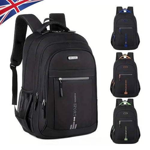 Black Backpack Rucksack Large Mens Womens Bag Travel Work School Hiking Sports