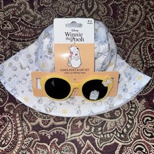NWT Disney Winnie The Pooh Beach Bucket Hat Sunglasses Set 0-3 Years
