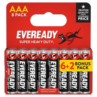 Eveready Super Heavy Duty Carbon Zink AAA, 8er Pack 