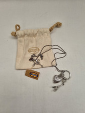 FOSSIL Ladies Necklace Silver Tone Eiffel Tower/Heart Pendants 18-20" With Pouch