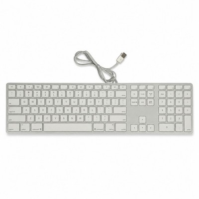 Apple A1243 Slim Wired USB Keyboard Silver White Aluminum Genuine OEM