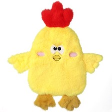 Plush Chicken Crinkle Squeaky Dog Toy 14in NoStuffing for Small/Medium Dogs
