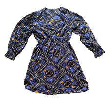 NEXT Blue Paisley Floral Tiered Boho Midi Dress | Size 10