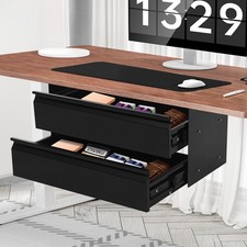 2 Layer Steel Under Desk Drawer Slide Out Dual Tier Under Desk Drawer Organizer