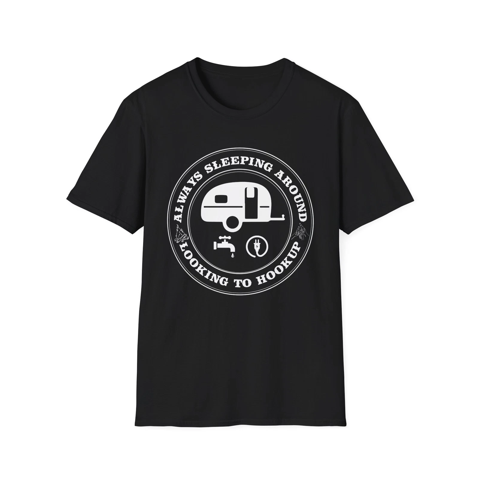 Funny RV Camping T-Shirt Always Sleeping Around Looking To Hookup, Camper Gift
Opens in a new window