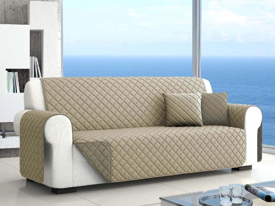 Copridivano salvadivano 2,3,4 posti Copri poltrona tinta unita doubleface trapun - Immagine 3 di 3