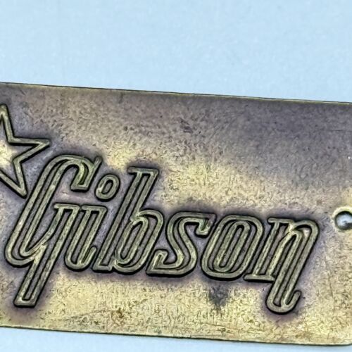 Gibson Brass Guitar Case BADGE 1950s USA Vintage Stamped Star Logo Part - Picture 2 of 14