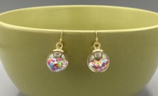 Confetti Ball Earrings Rainbow Star Gold Plated Hypoallergenic Adult Child Gifts