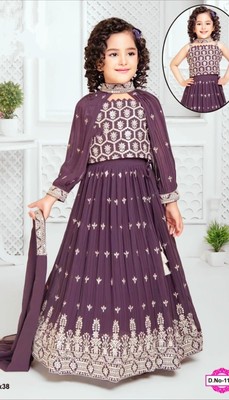 Trendige Lehenga-Bluse Faux Georgette Sequenz Stickerei Arbeit & Dupatta 22-MNT