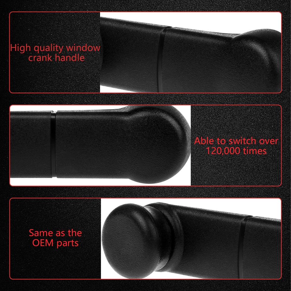 Par de manivelas de ventana de puerta negras para 87-96 Ford F150 F250 interior izquierdo+derecho Foto 4 de 4