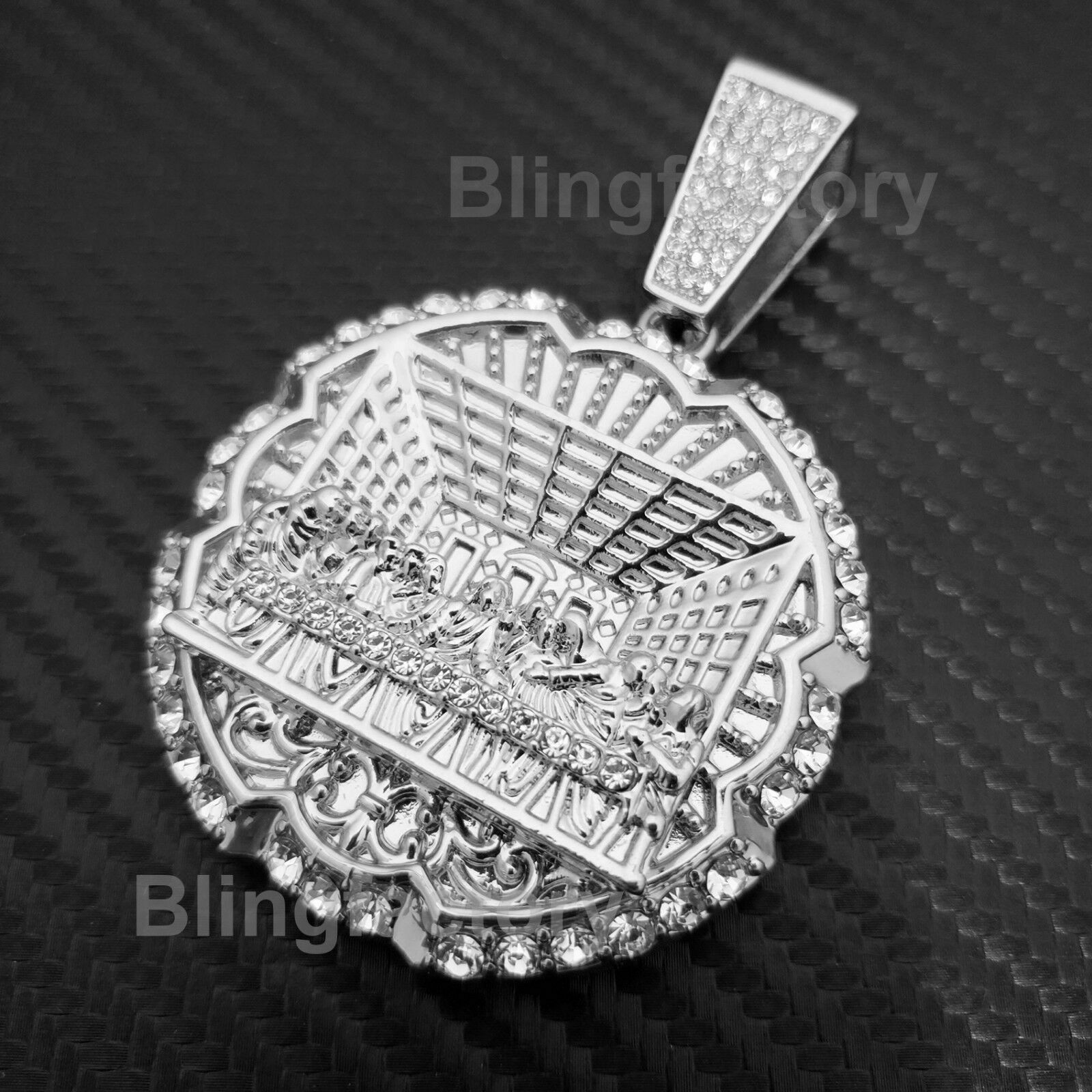 Last Supper Pendant & 16" 18" Full Iced Choker Bust Down Chain Hip Hop