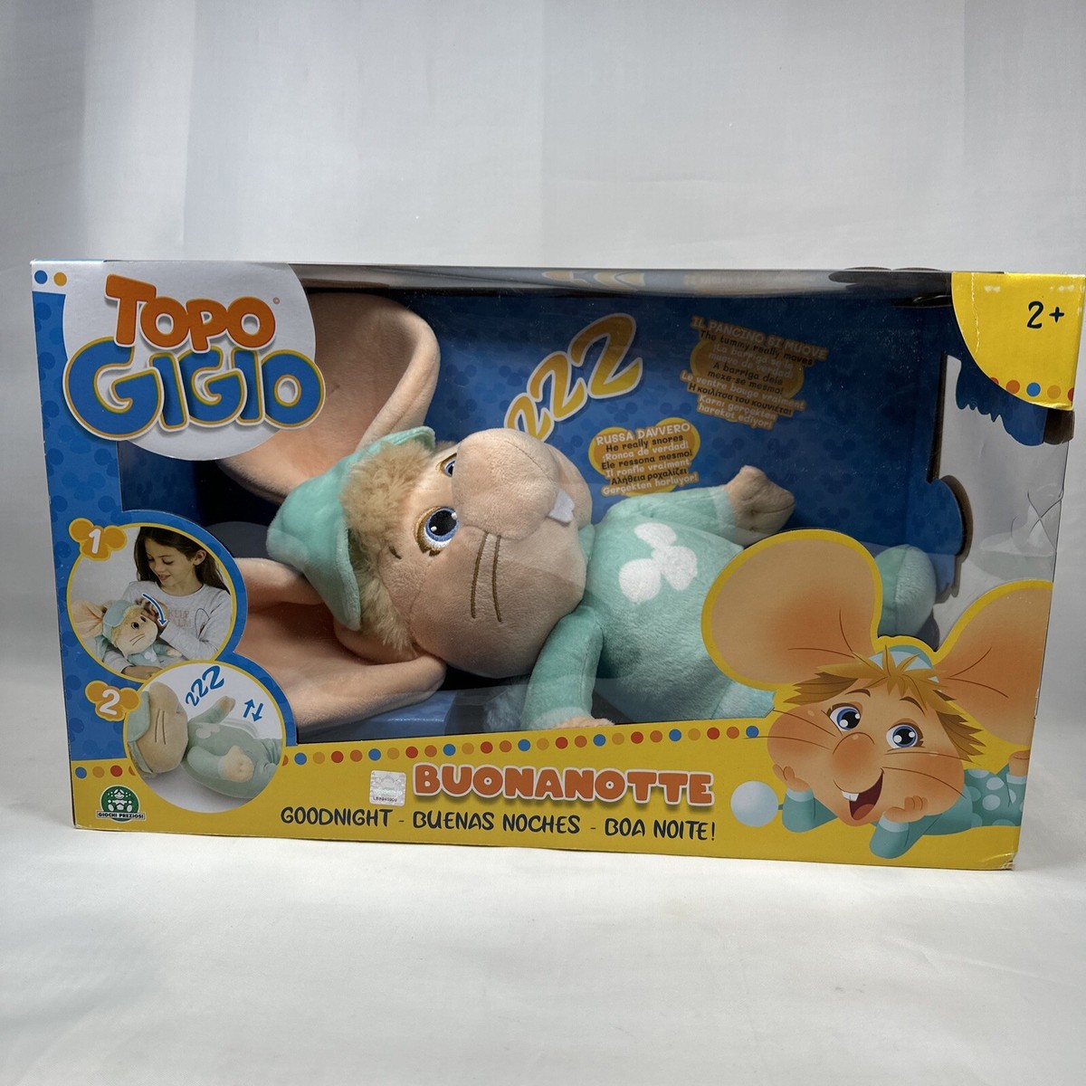 Topo Gigio Kiss Me Good Night Plush Doll Snore Sound Motion Rare