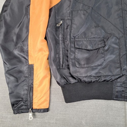 Harley Davidson Bomber Jacket Full Zip Motorcycle Biker Black Orange XL - Picture 7 of 13